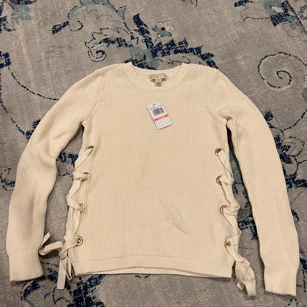 Michael Kors White Side Tie Sweater